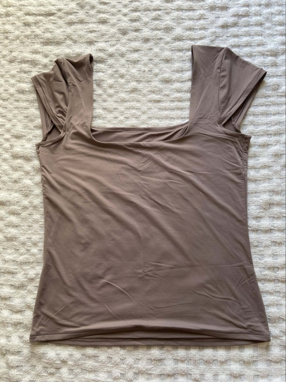 PINK Victoria's Secret Square Neck Cap Sleeve Top in Taupe